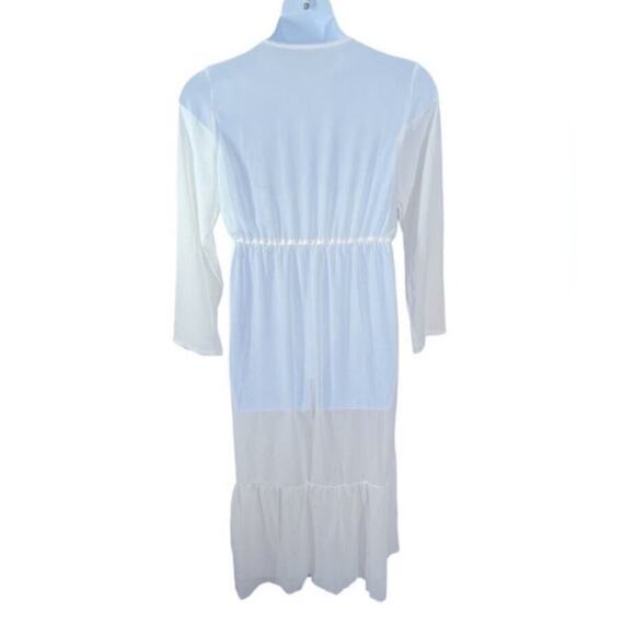 Shein White Sheer Ruffle Robe Large – Bridal, Lingerie, Beach Cover-Up - Picture 6 of 11
